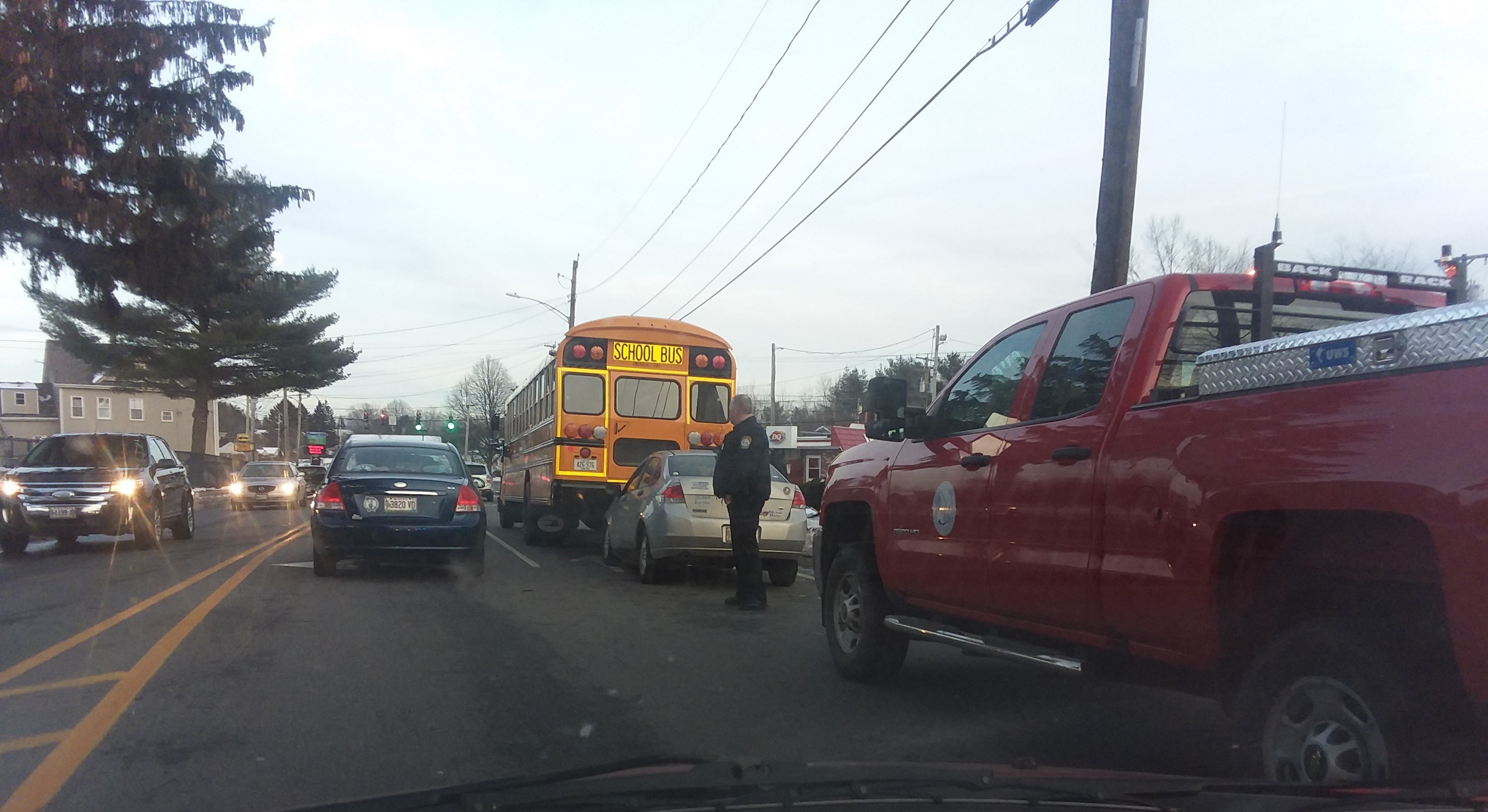 Crash Involving School Bus Backs up Traffic in South Portland