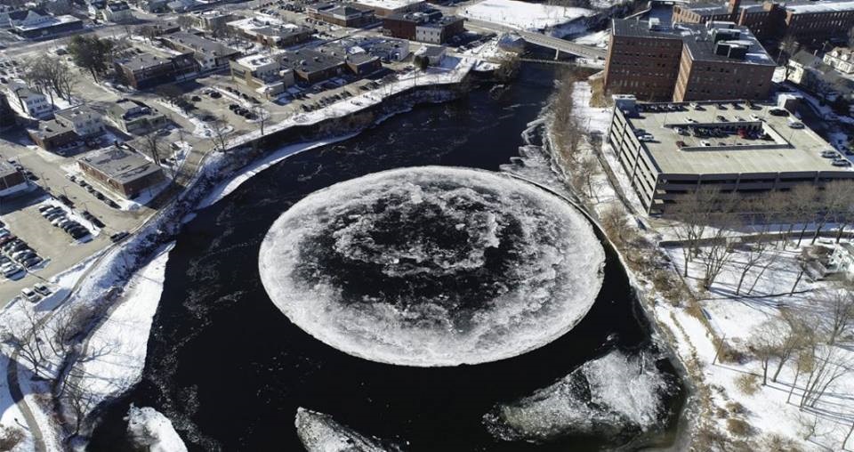 Giant Rotating Ice Disk in River Draws Gawkers in Maine