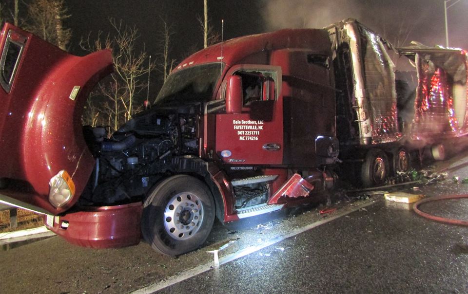 Tractor Trailer Catches Fire on Turnpike