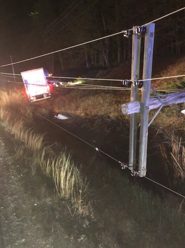 Tractor-trailer driver not injured after striking utility pole in Baldwin