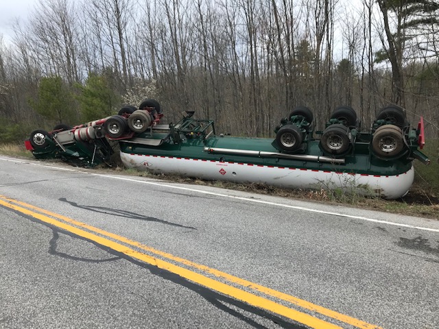 Driver suffers non-life threatening injuries following tractor-trailer rollover in New Gloucester