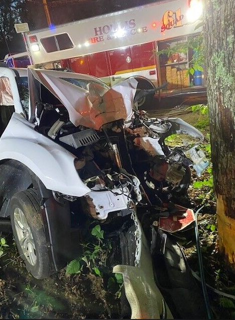 Driver accused of speeding, leading police on chase in Buxton hospitalized after striking tree