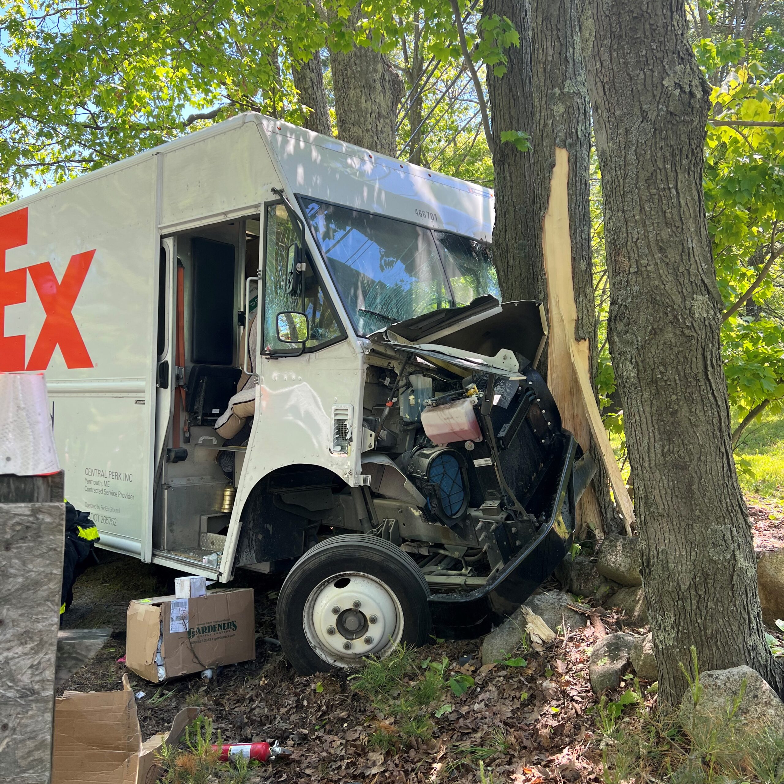 Crash involving 3 FedEx trucks at Lyman/Alfred town line leaves one person injured