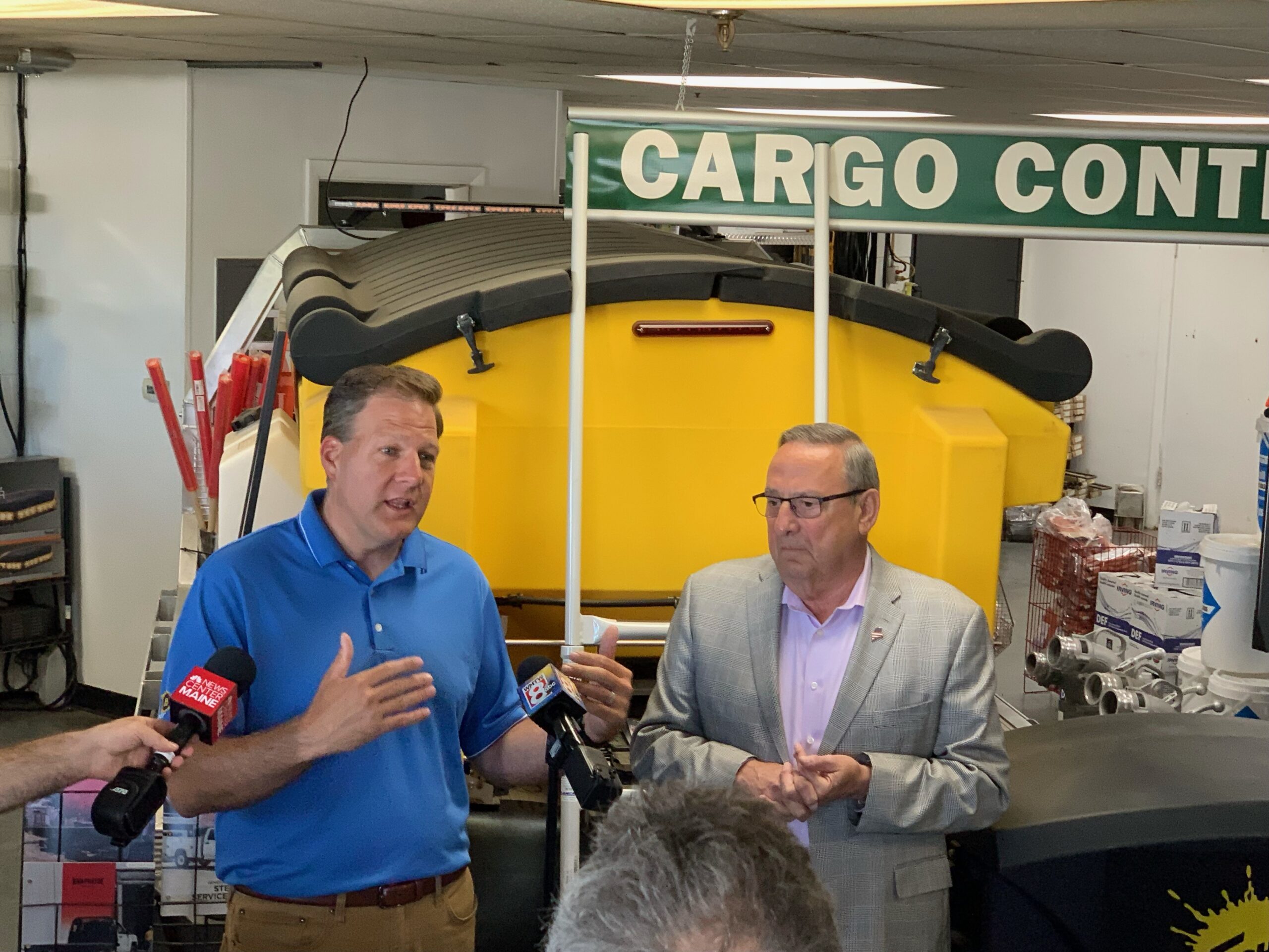 Former Governor LePage and NH Gov. Chris Sununu tour Messer Truck facility in Westbrook