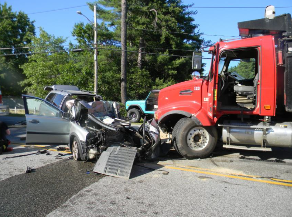 Head-on collision with dump truck in Standish leaves mother and daughter injured