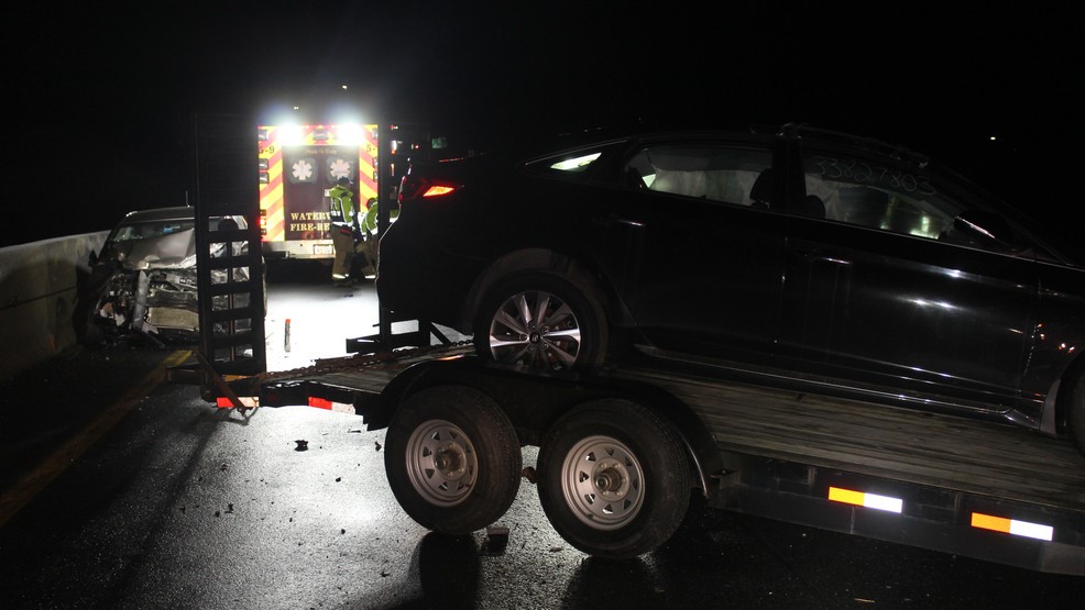 Icy roads causes 10 cars to crash in Waterville Friday taking the life of one woman who stopped to render aid.