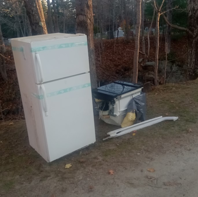 Bath police ask for help identifying man who dumped refrigerator, dishwasher at cemetery