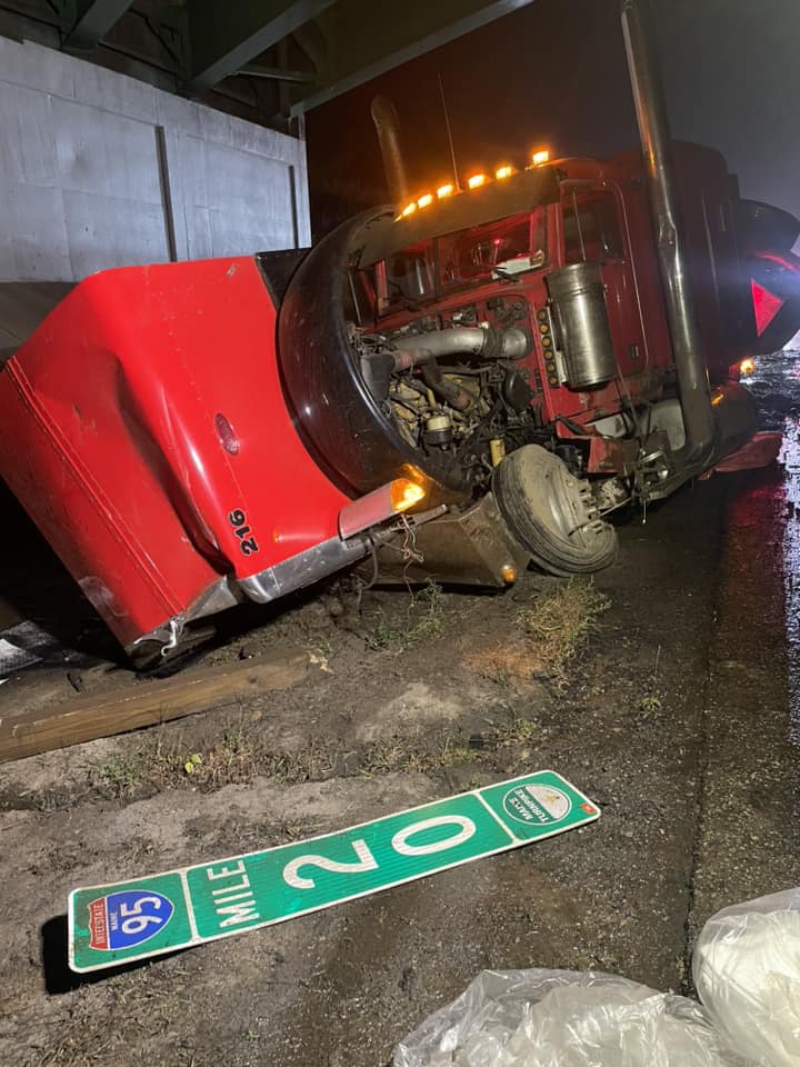 Semi Mangled in Maine Turnpike Crash, Traffic Delayed