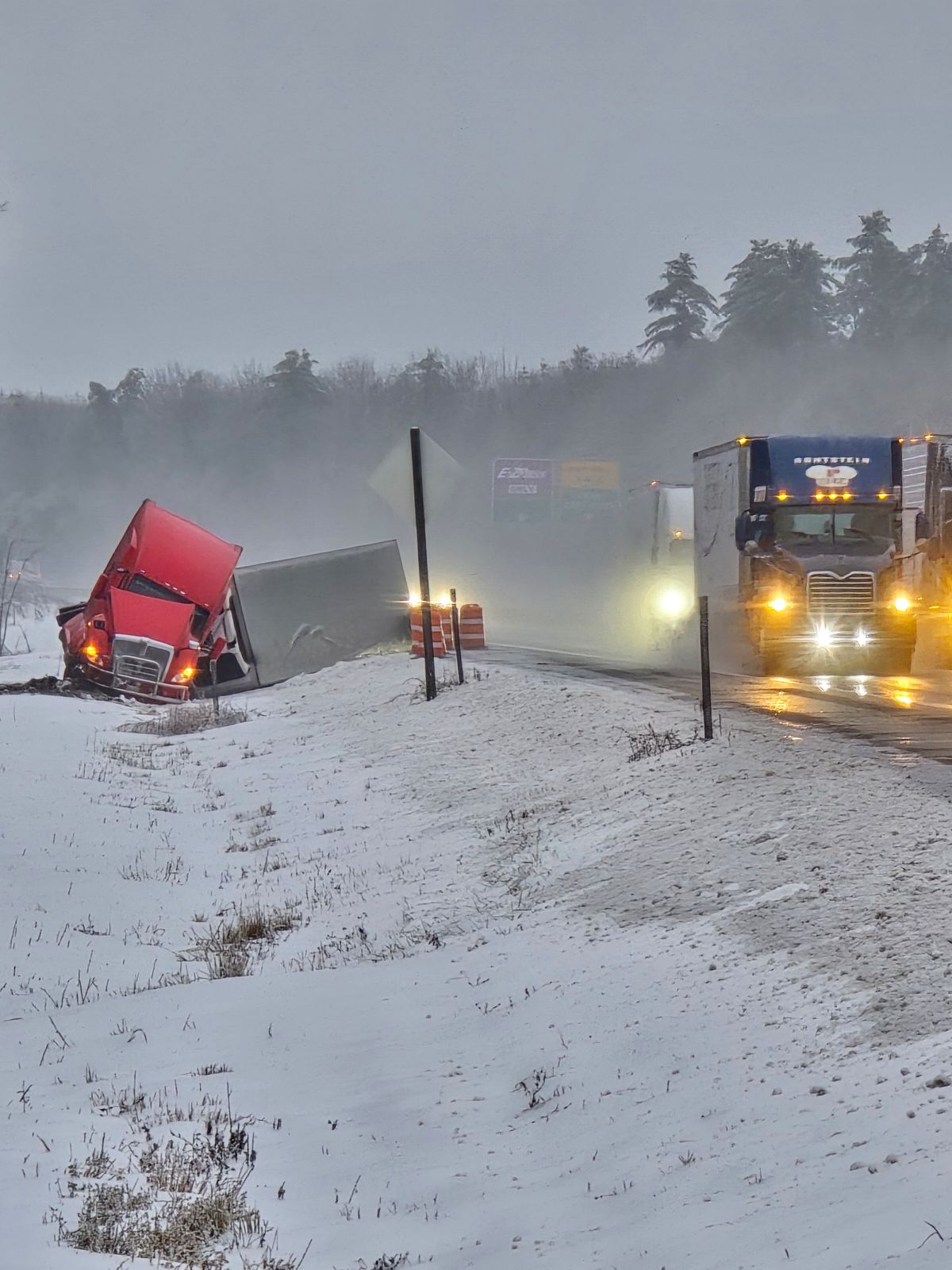 Crashed Out Semi on Maine Turnpike to Stay Until After Big Storm