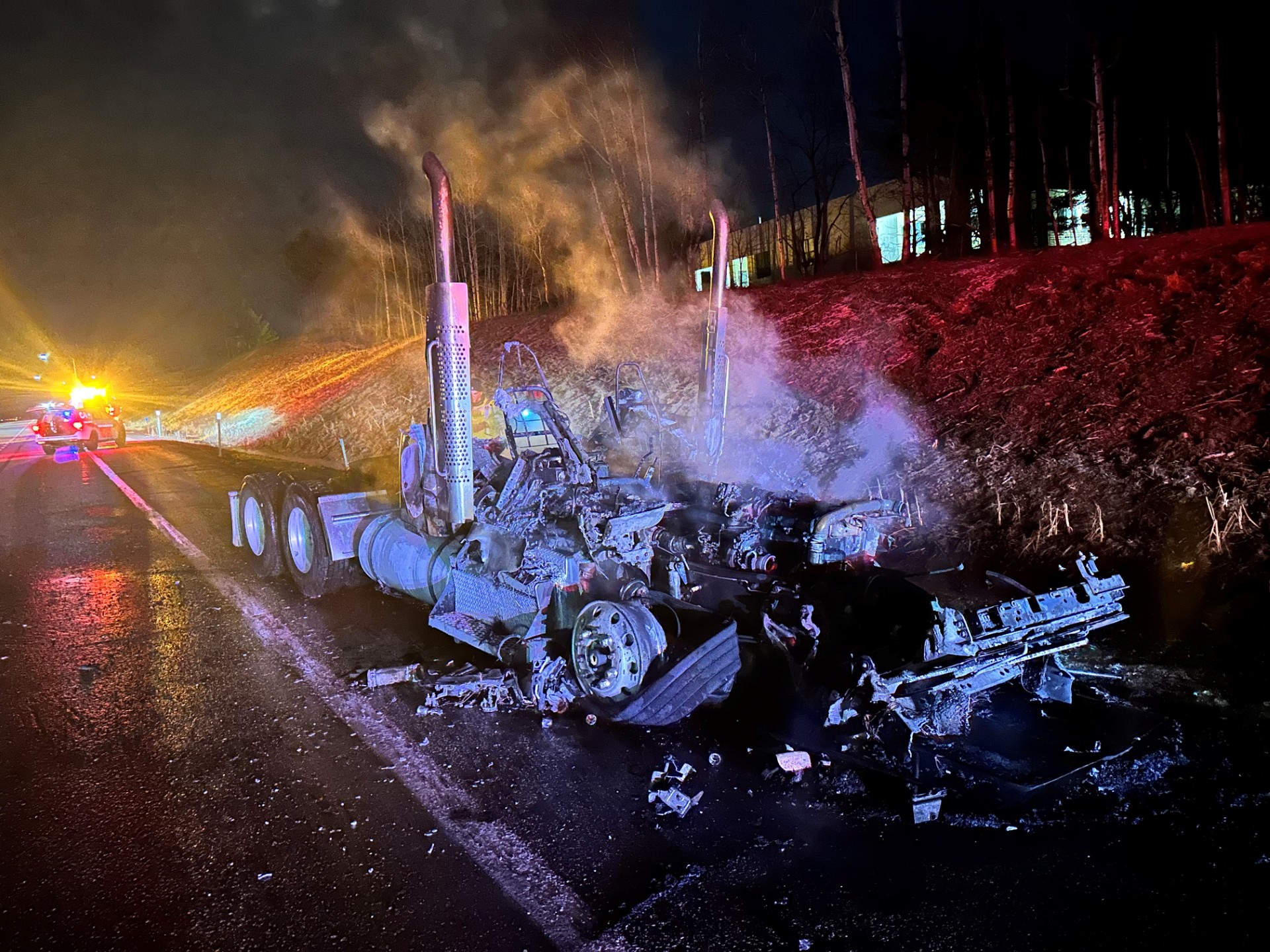 Semi Cab Destroyed in Overnight Fire on Maine Turnpike