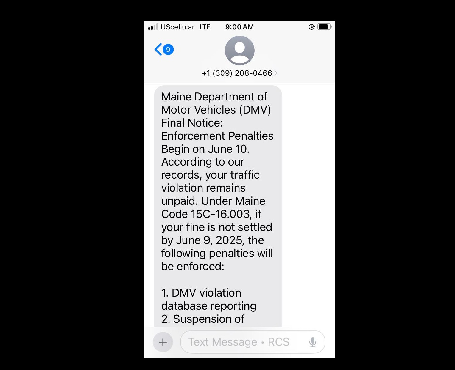 Many Mainers Receive Scam Text About Traffic Violation