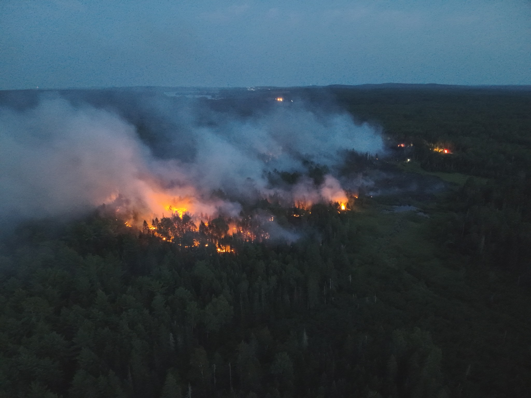Firefighters Battling Wildfire in Baileyville