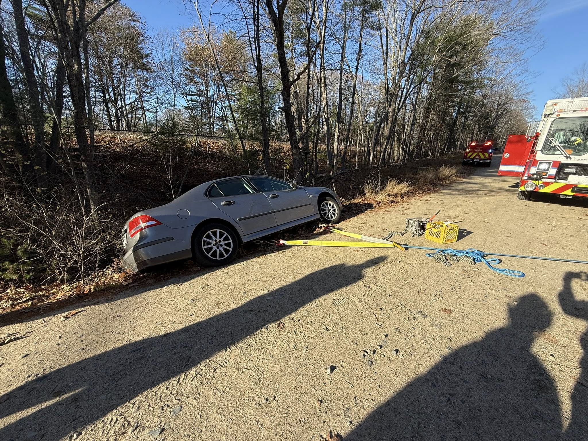 Kennebunk Firefighters Save Car From Falling Into River Kennebunk Firefighters Save Car From Falling Into River