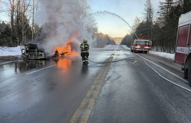 Tractor Trailer Fire in Waldoboro Causes Traffic to Halt . 
