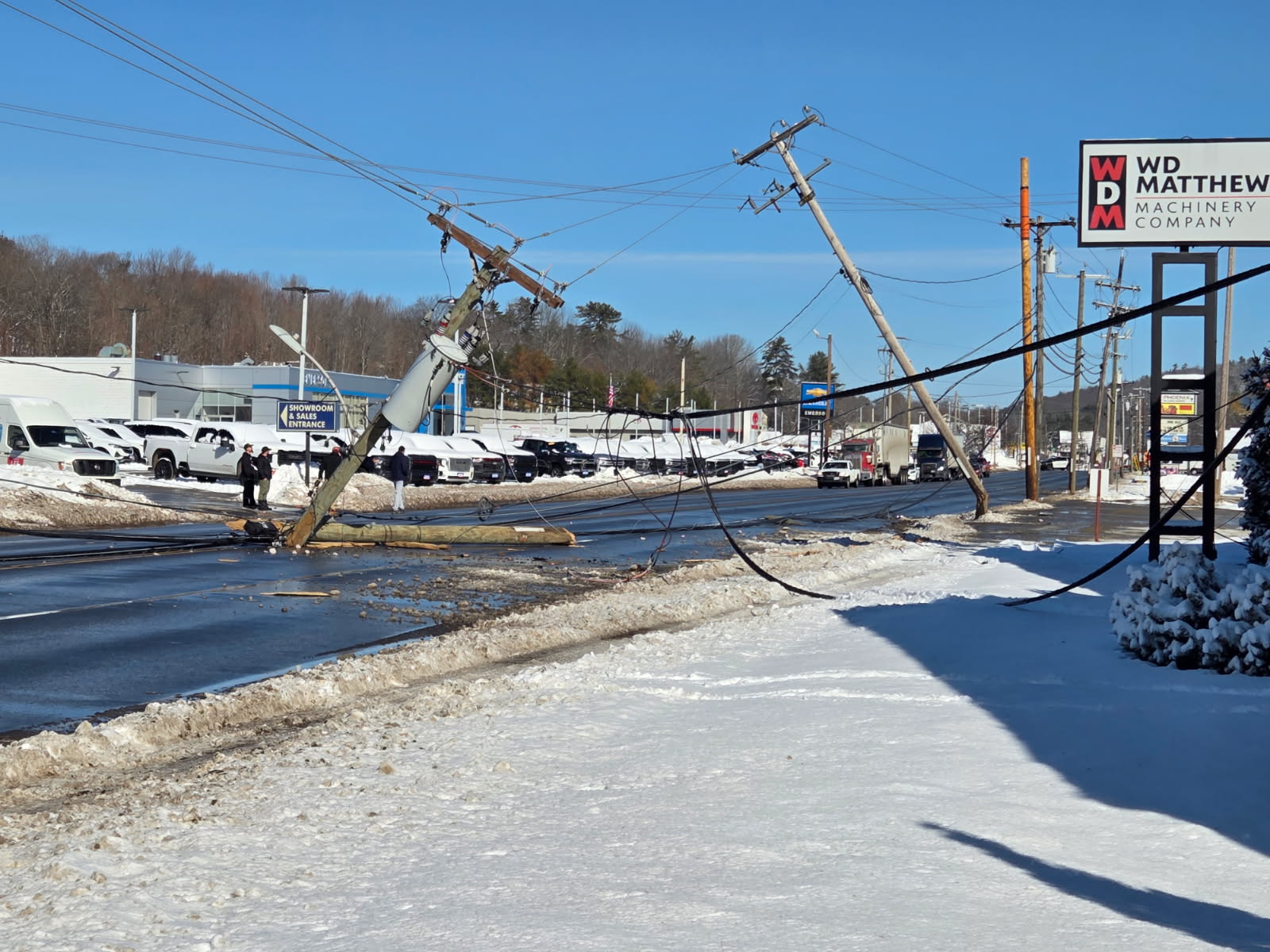 Semi Crash Causes Downed Power Poles, Lines in Auburn