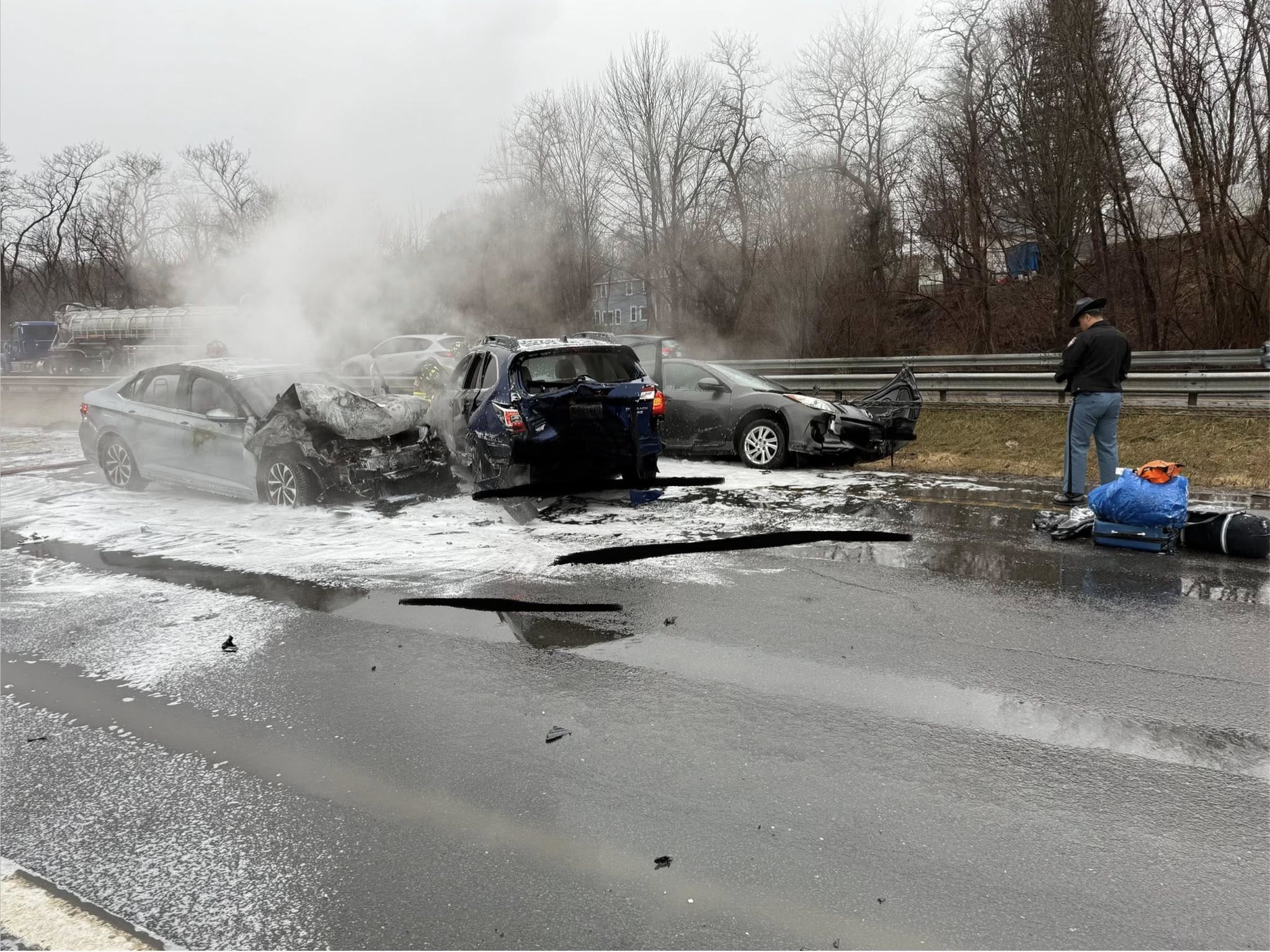 No Injuries in Chaotic Multi-Vehicle Crash, Fire on I-295